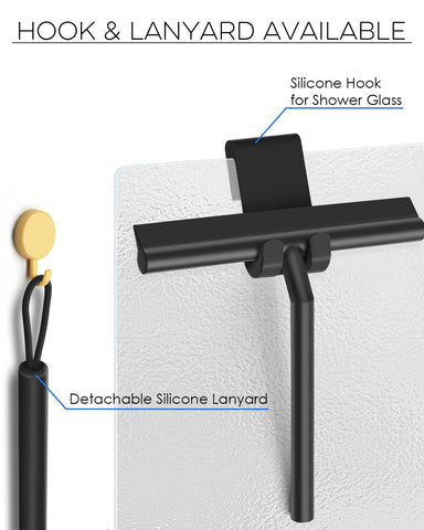 BROTOU Silicone Shower Squeegee with Hook & Lanyard, Window Glass Scraper, Mirror Screen Wiper Blade, Multi Cleaner Tool for Bathroom, Door