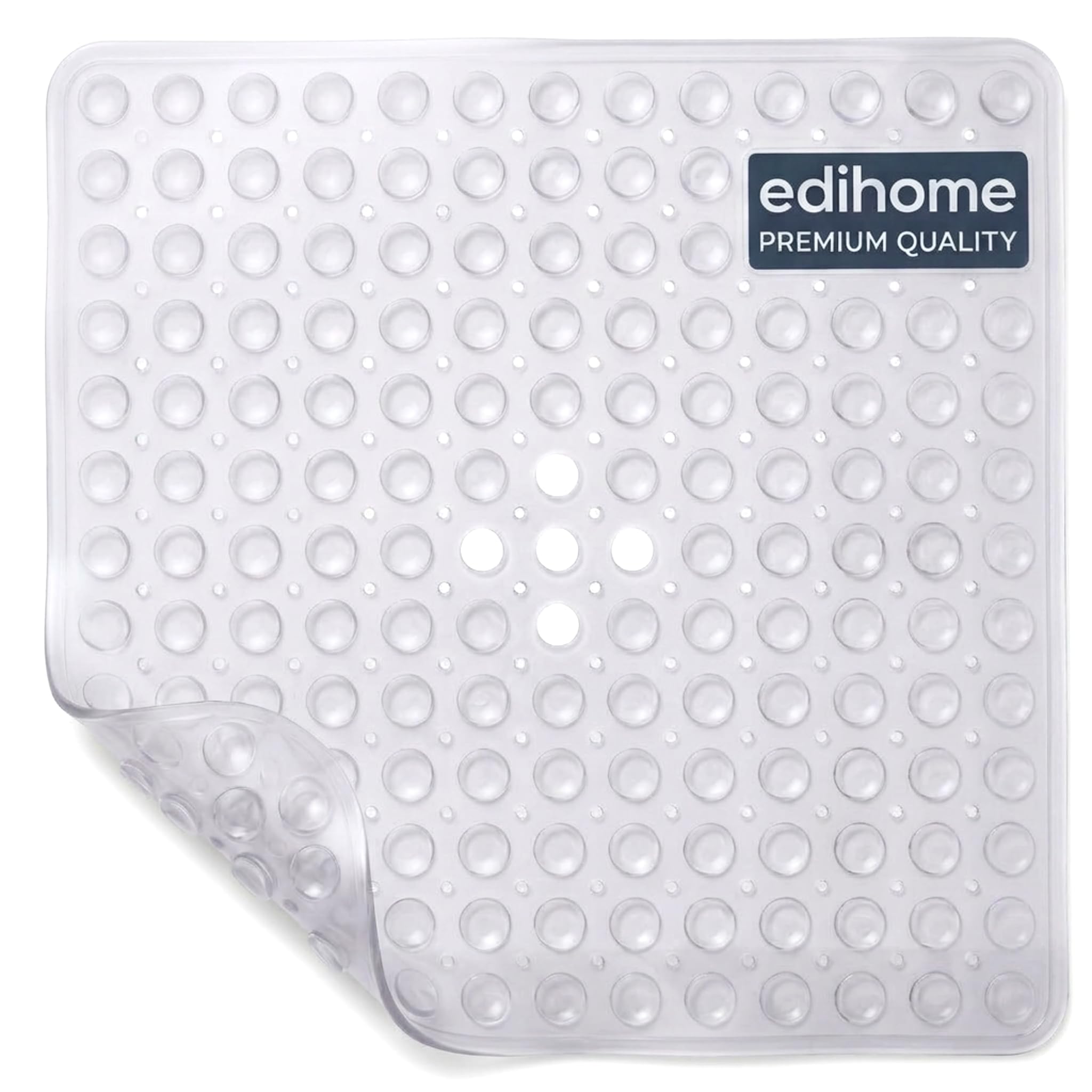 edihome, Non-Slip Bath Mat, 53 x 53 cm, Shower Mat, Shower Mat, Bubbles with Suction Cups, BPA-Free, Antibacterial, Mildew Resistant, Family Safety