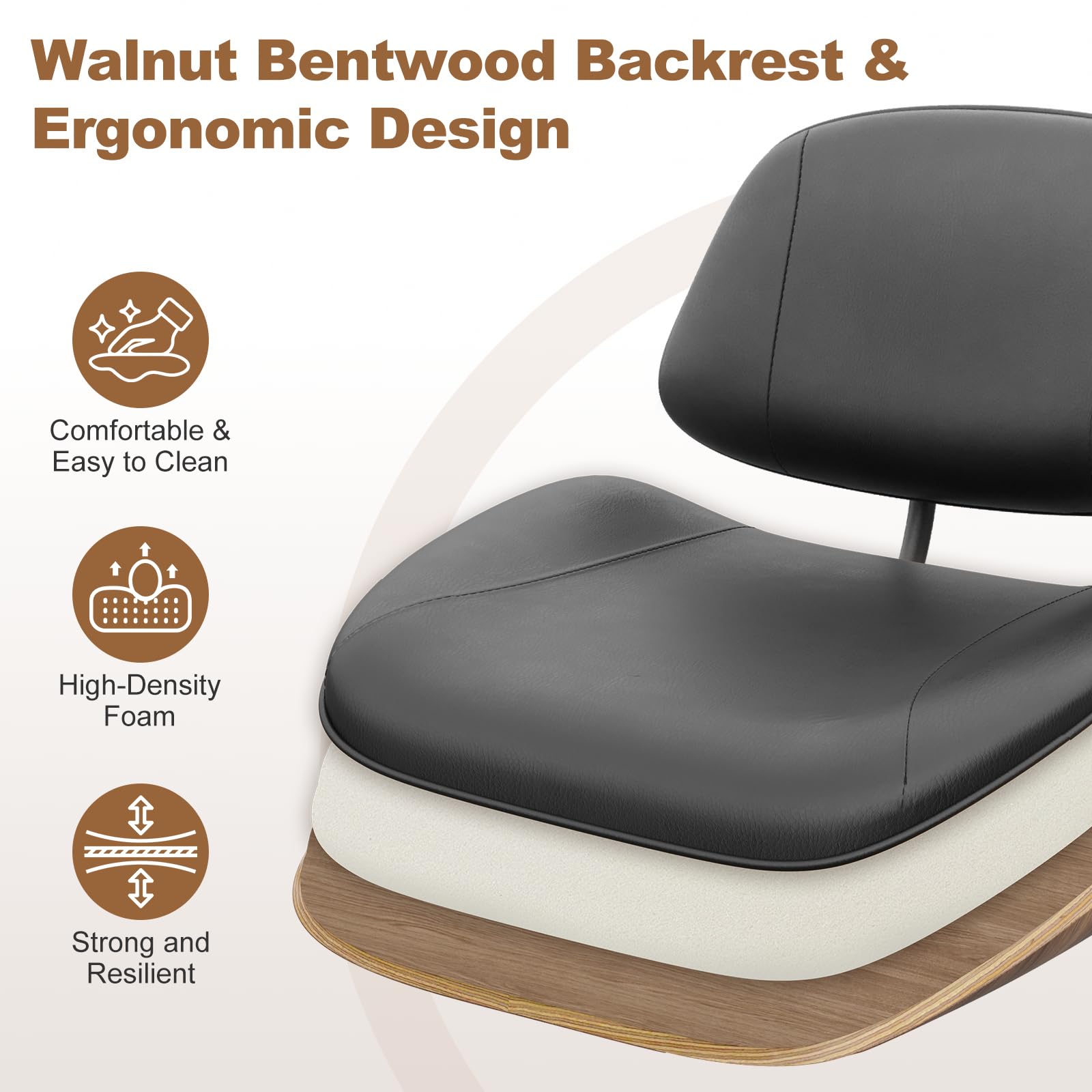 BERYTH Office Chair Comfy Small Ergonomic Office Chair with Wheels Desk Chair Modern Swivel With Adjustable Height Capacity up to 136 kg Study