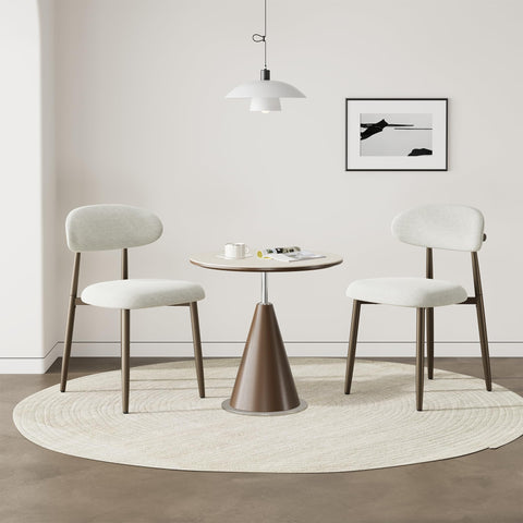 Dining Chairs Set of 2, Upholstered Dining Room Chairs with Ergonomic Curved Backrest, Metal Frame Kitchen Chairs