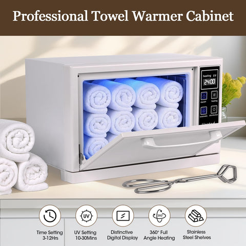 HomdMarket 5.5L Hot Towel Warmer Cabinet with UV Light Function - White