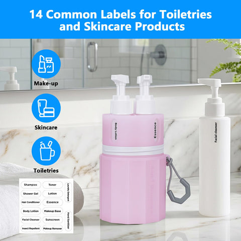 Yotako 4 in 1 Travel Dispenser with Suction Cup, TSA Leak Proof Silicone