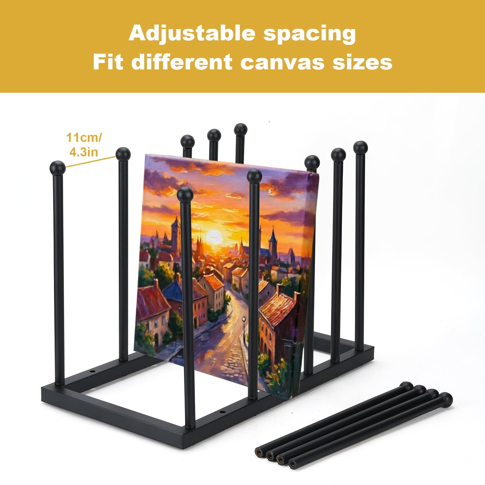 ForgeVale Art Storage Rack for Canvas & Drawing Boards, Adjustable Canvas Organiser Stand, Space Saving Art Rack for Studio, Classroom & Home