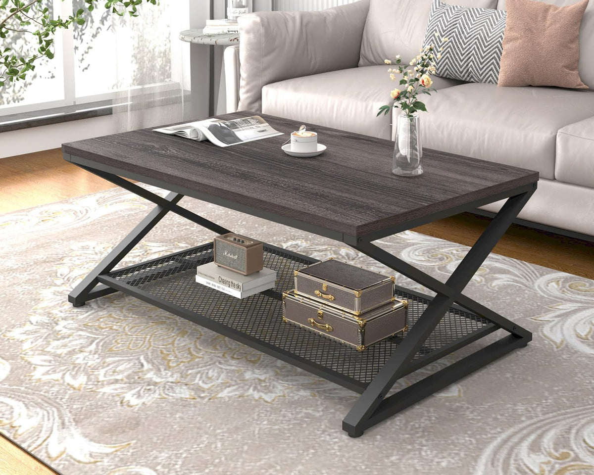 LVB Coffee Table for Living Room Coffee Tables With Storage 100cm Dark Oak