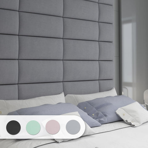 Art3d Peel and Stick Headboard for Twin in Grey, Pack of 6 Panels Sized 9.84" x 23.62", Soundproof Wall Panels 3D, Upholstered Wall Panel