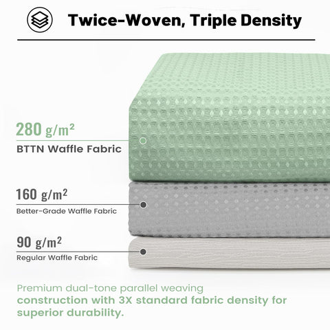BTTN Long Waffle Shower Curtain, Waterproof, 182x200cm, Mint Green