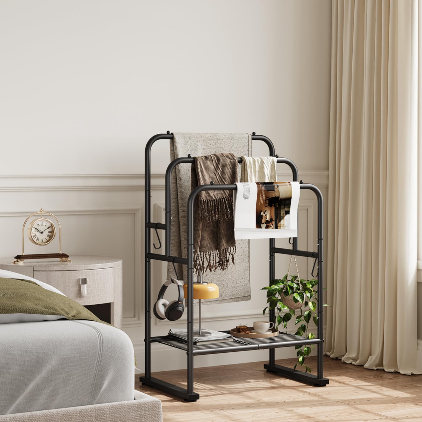 3-Tier Freestanding Towel Rack, Fixed-Height Bars Highest 101CM