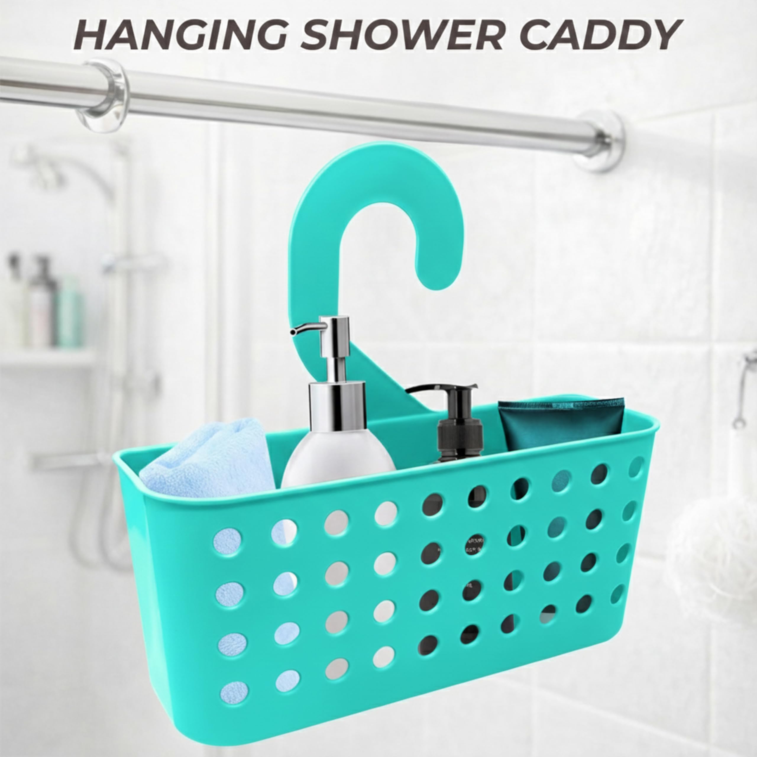 Ketayle Premium Plastic Shower Caddy Turquoise - Wall Mounted Storage Basket for Bathroom Essentials