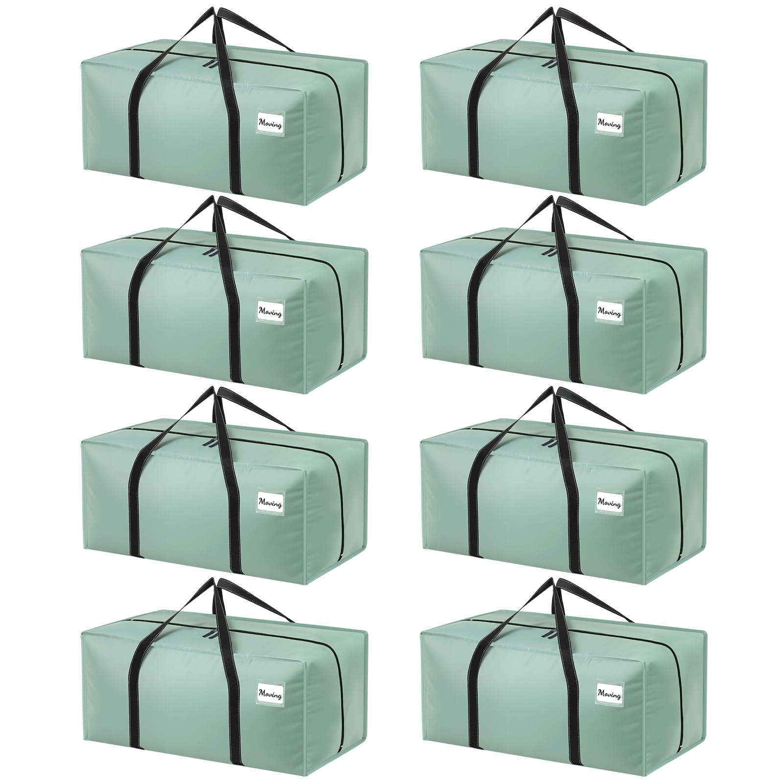 Dntorx 8 Pack 90L Moving Bags, Heavy Duty Waterproof Storage Bags, Green