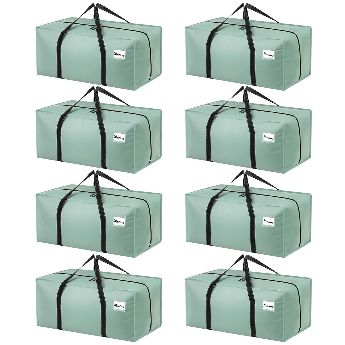 Dntorx 8 Pack 90L Moving Bags, Heavy Duty Waterproof Storage Bags, Green