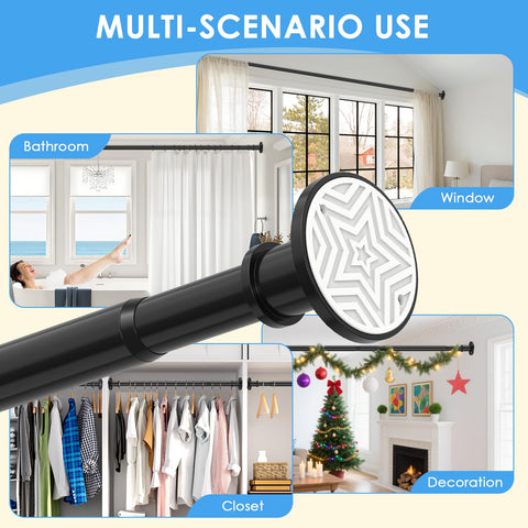 Black Shower Curtain Pole 78-283 cm, Extendable Tension Rod 28mm