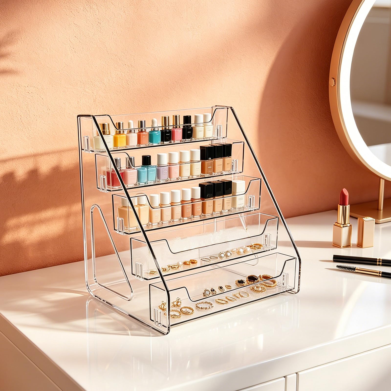 NONETO 5 Tier 12" Acrylic Trading Card Display Stand for Display Cards