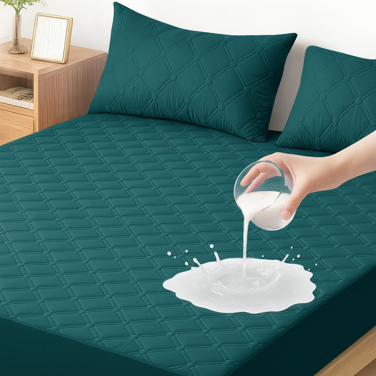 Ystyle Fitted Sheet 90 x 200 cm, Microfibre, Fitted Sheet - Mattress Height up to 30 cm, Dark Green