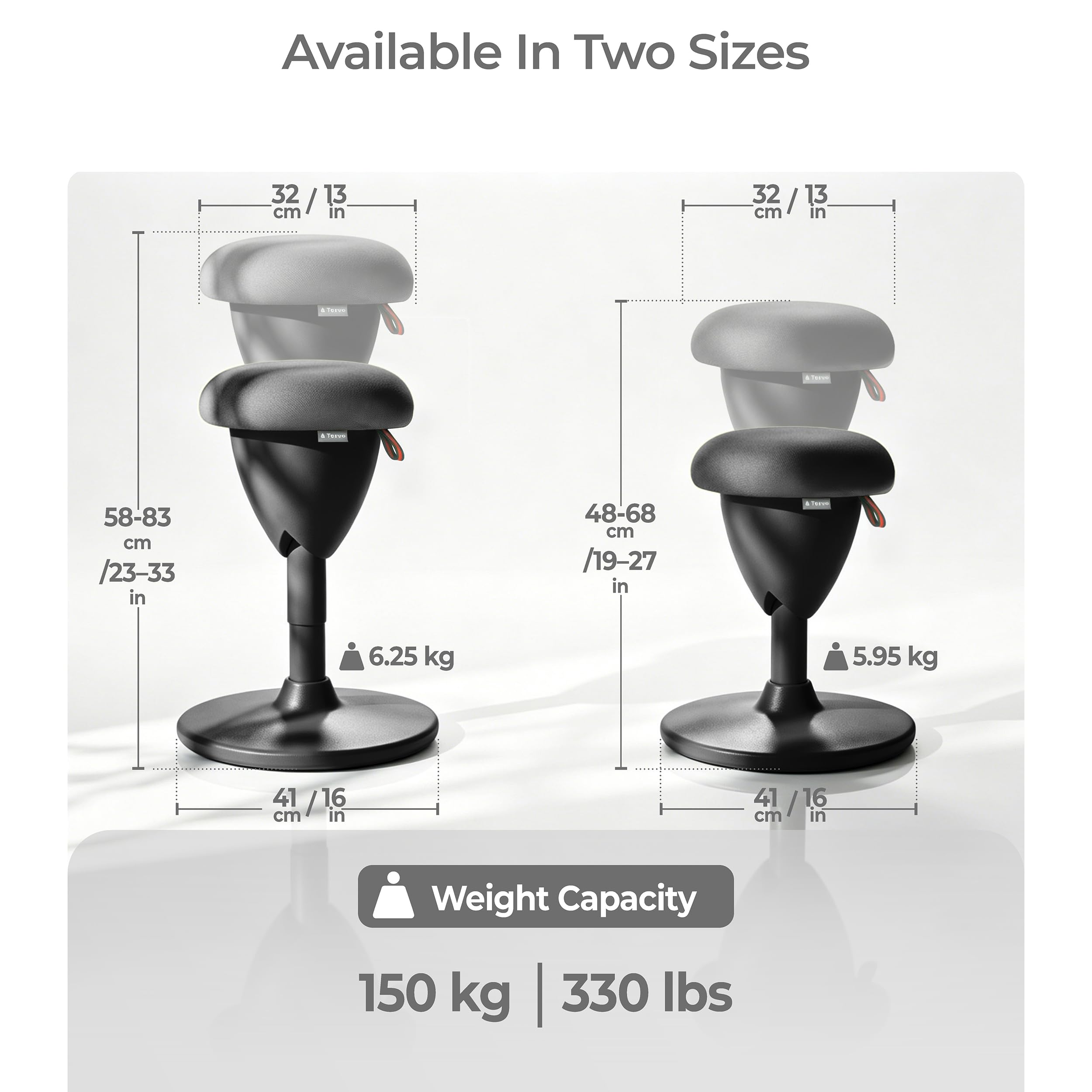 Tervo Model W - Wobble Stool - Ergonomic Standing Desk Chair - Sit Active