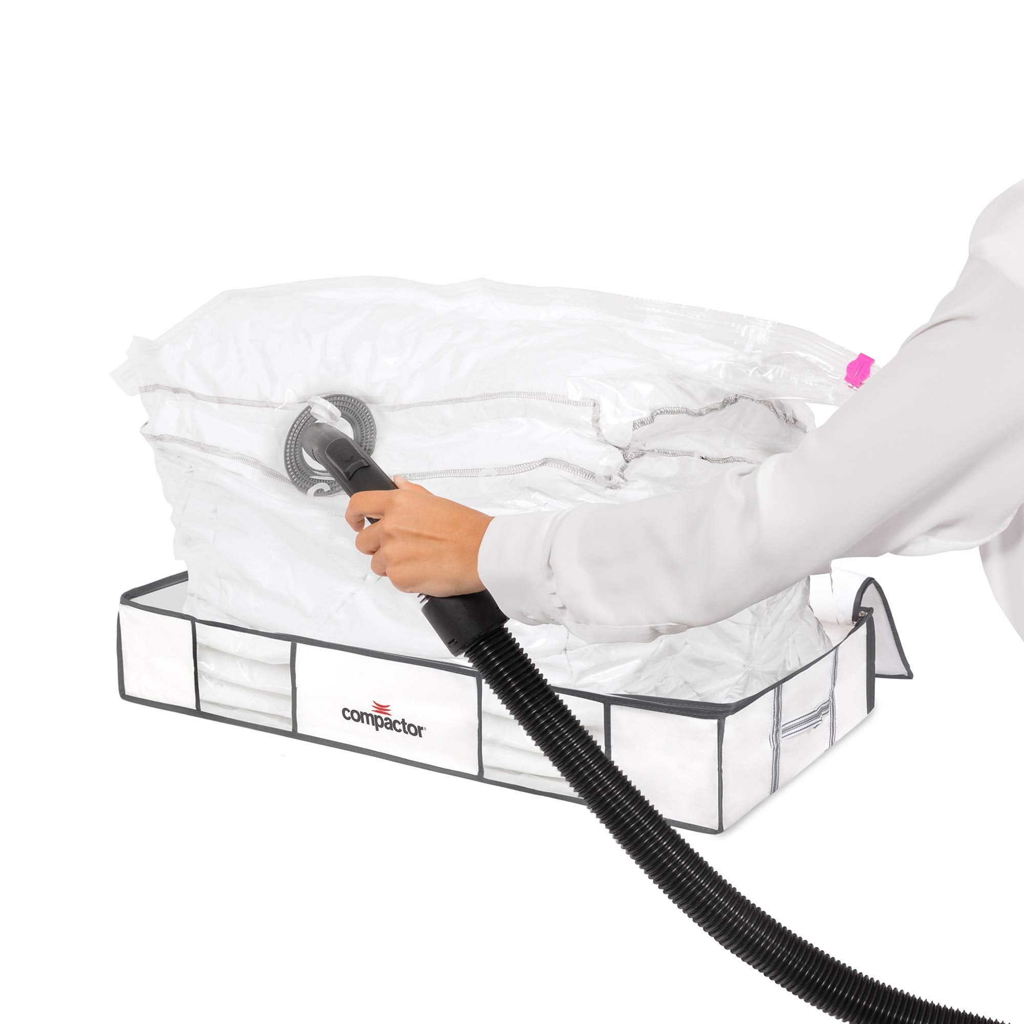 Compactor Life 3D Semi-Rigid Vacuum Box XL - White | Space-Saving Storage Solution | 105X45X15.5 cm