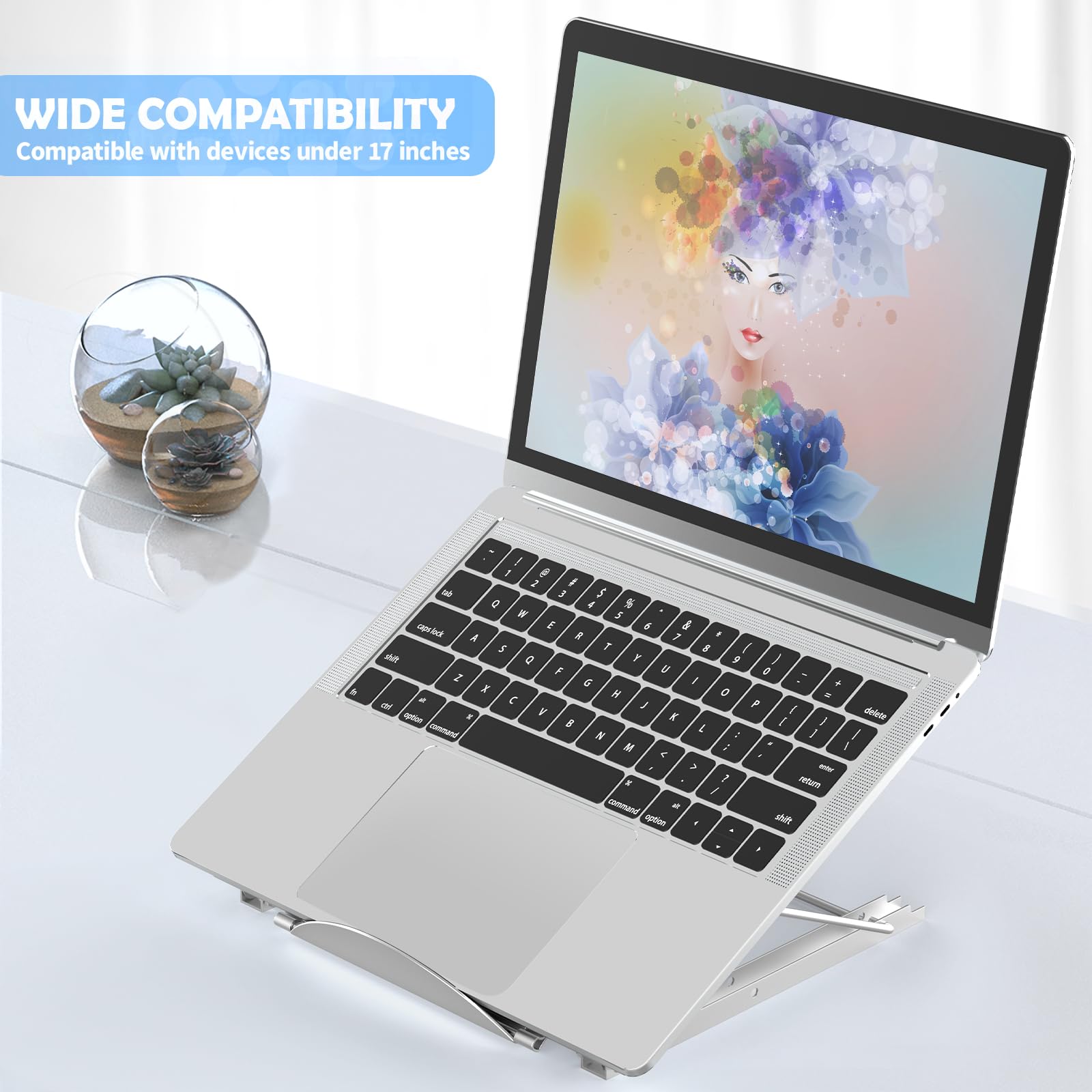 Jumkeet Laptop Stand,Foldable Portable Ventilated Desktop Laptop Holder,Universal Lightweight&Adjustable Ergonomic Tray Mount Compatible with