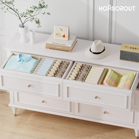 Homsorout Drawer Organisers Foldable Drawer Dividers - 10 Pack Fabric Clothes Wardrobe Storage Boxes Drawer Dividers Cubes for Dresser, Socks