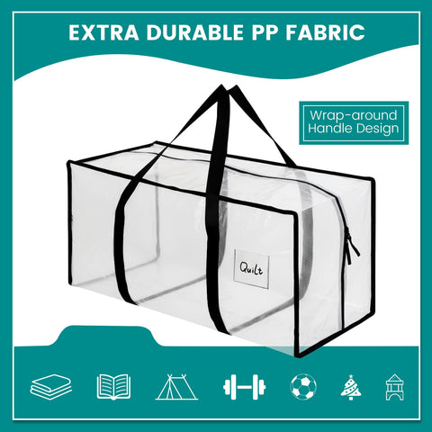 Dntorx 4 Pack 90L Moving Bags, Clear Waterproof Storage Totes