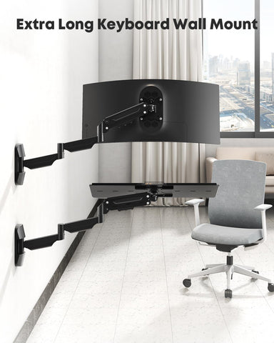 Extra Long Keyboard Wall Mount, 66cm Tray with Mouse Platform