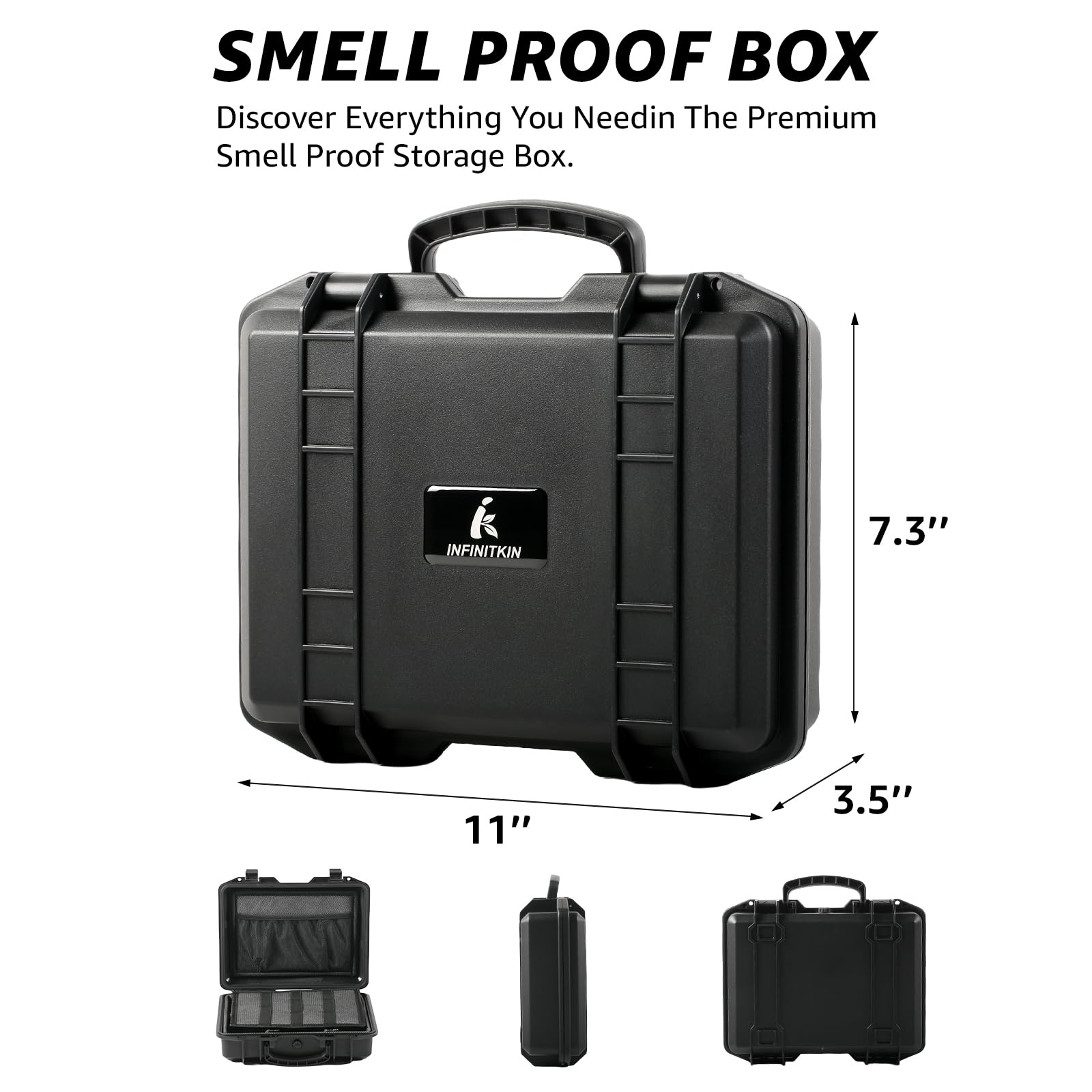 INFINITKIN Smell Proof Box, Large Airtight Stash Box with Combination Lock – Waterproof & Durable Smell Proof Container for Travel & Home