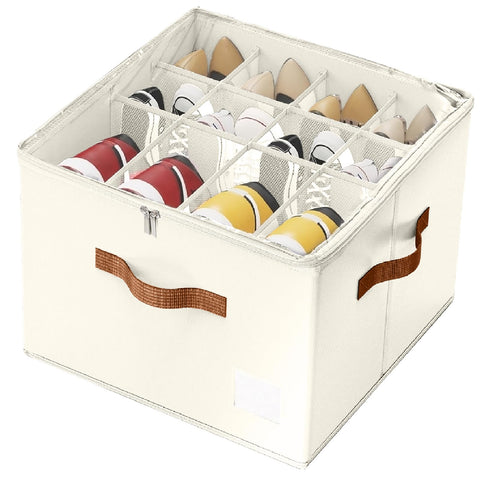 SYEXDZON Shoe Organiser, Foldable Shoe Storage Box for Closet