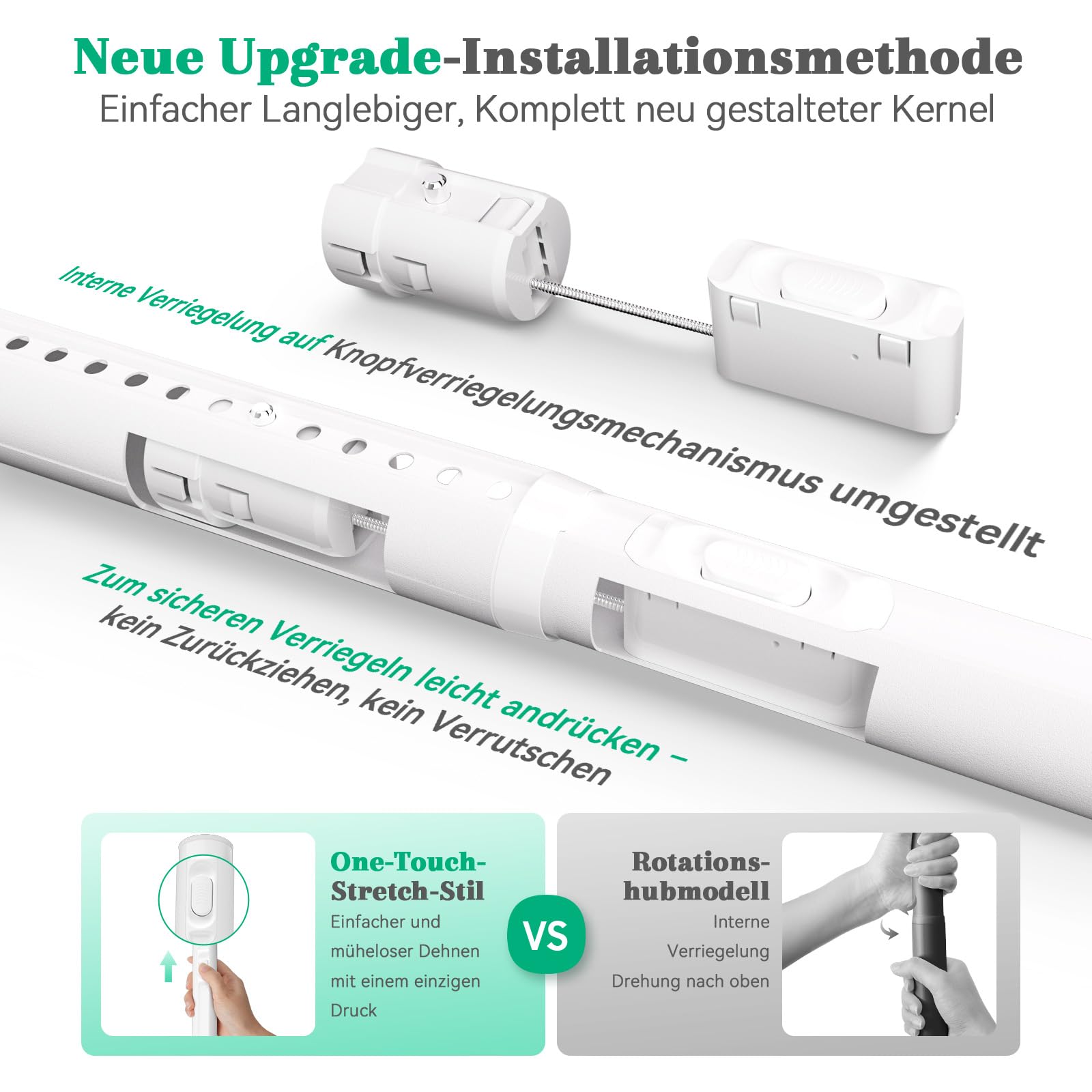 VECTO No Drill Shower Curtain Rod 70-120cm Curtain Rod Ø32mm White