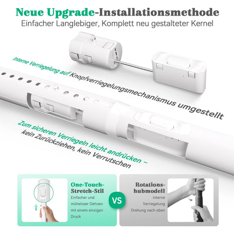VECTO No Drill Shower Curtain Rod 70-120cm Curtain Rod Ø32mm White