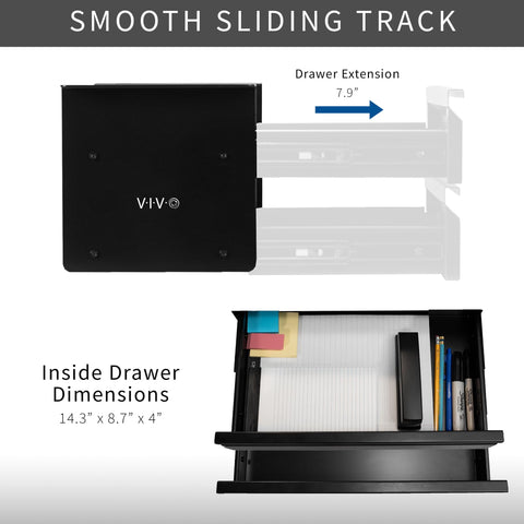 VIVO 16 inch Under Desk Mounted Sliding Pull-out Dual Level Drawer Set for Office Desk