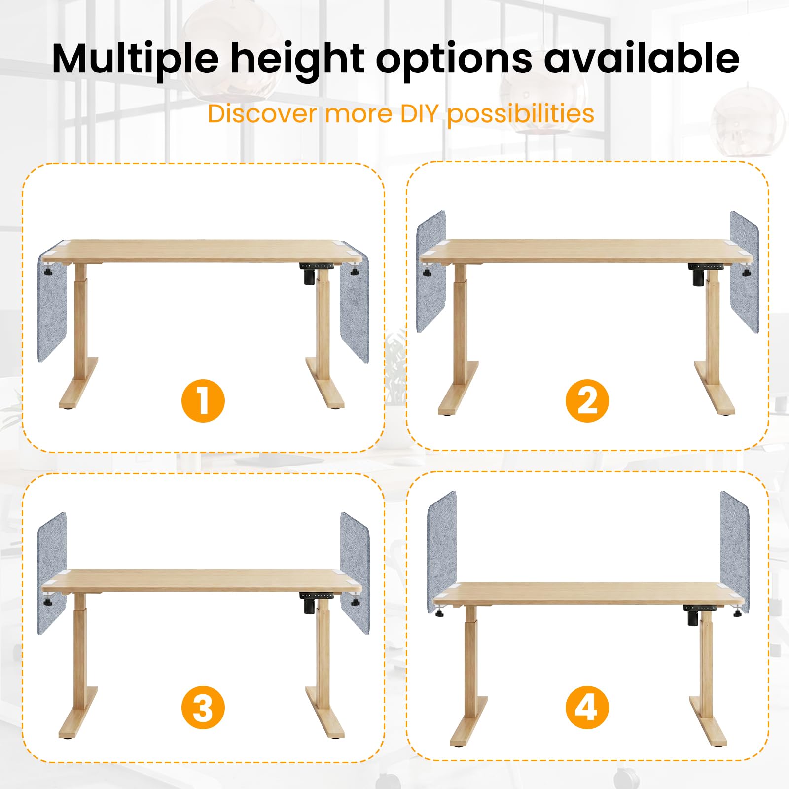 Felt Desk Divider, Clamp-On Privacy Panel, 60 x 60 cm, Light Grey
