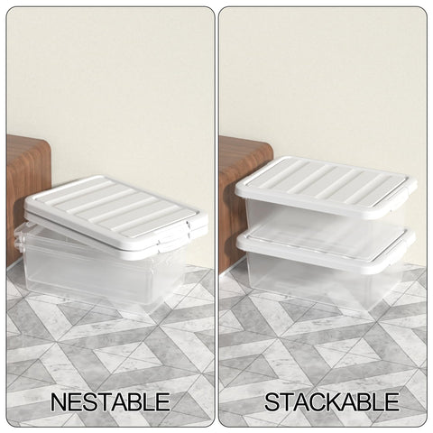 Ucake 14 L Plastic Storage Box with Lids, Clear Plastic Box with Lid, 2 Packs