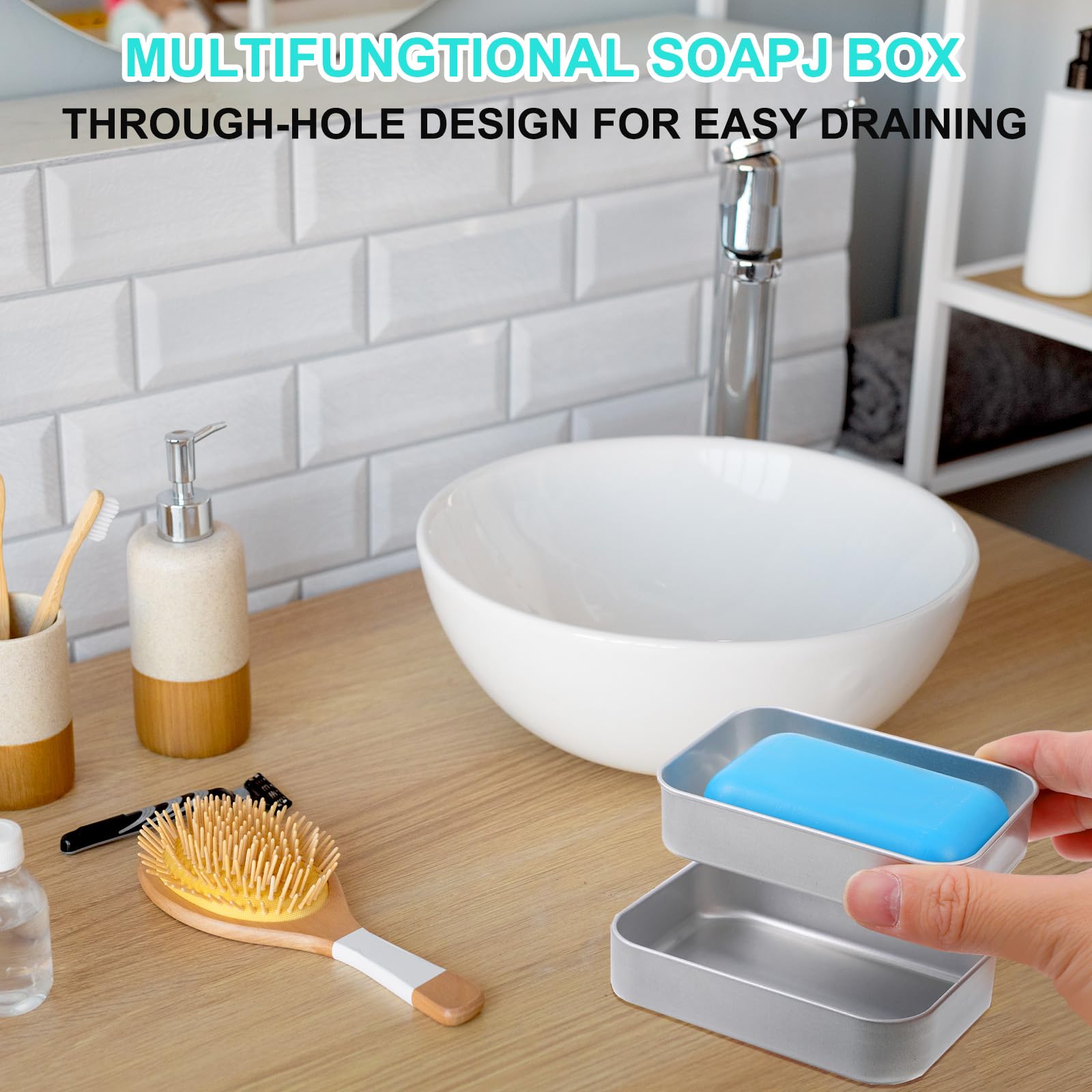 Tyqour Aluminium Travel Soap Container Metal Travel Soap Dish with Lid Self Draining Soap Tin Bar Soap Holder Soap Case Box for Camp Travel Gym