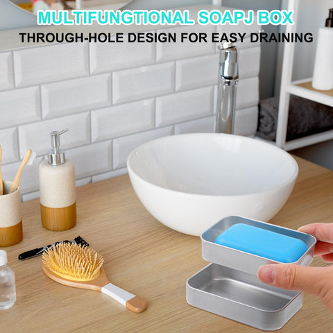 Tyqour Aluminium Travel Soap Container Metal Travel Soap Dish with Lid Self Draining Soap Tin Bar Soap Holder Soap Case Box for Camp Travel Gym