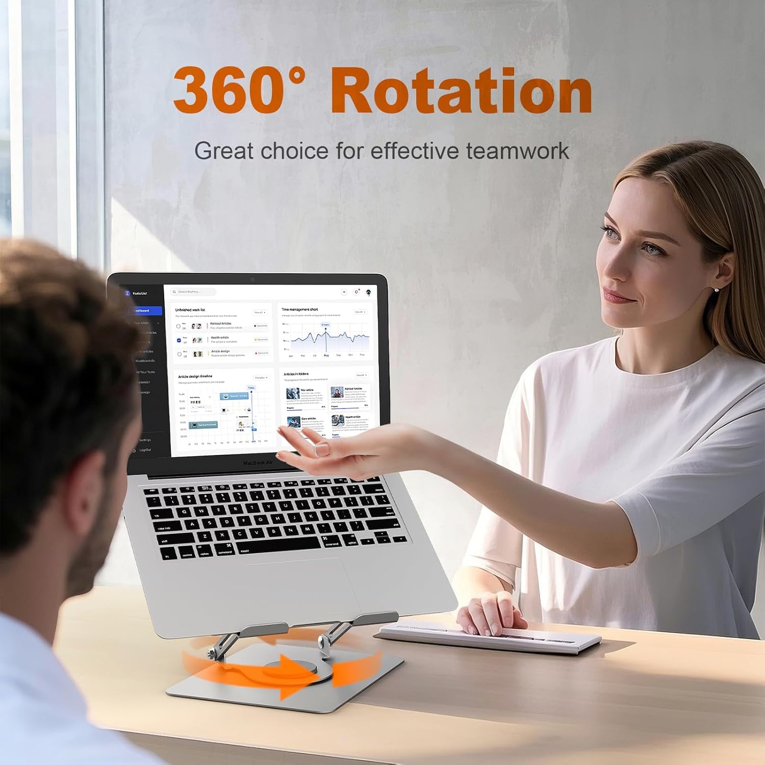 GRIFEMA Laptop Stand for Desk, 360 Swivel Adjustable Height Laptop Stand