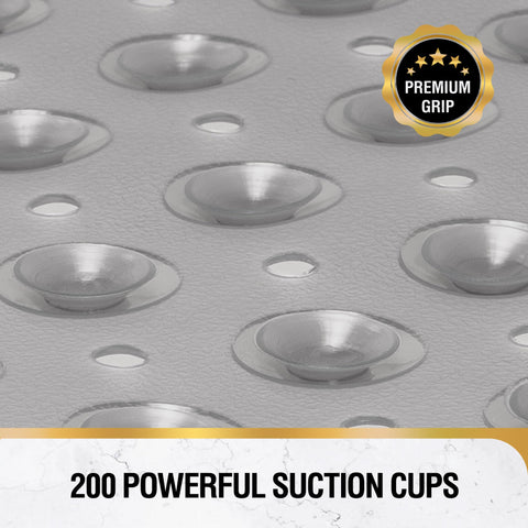 HITSLAM Non Slip Bath Mat for Tub, 101 x 40cm Extra Long Shower Mat Anti Mould, Machine Washable Bathroom Bathtub Mat with Suction Cups and Drain