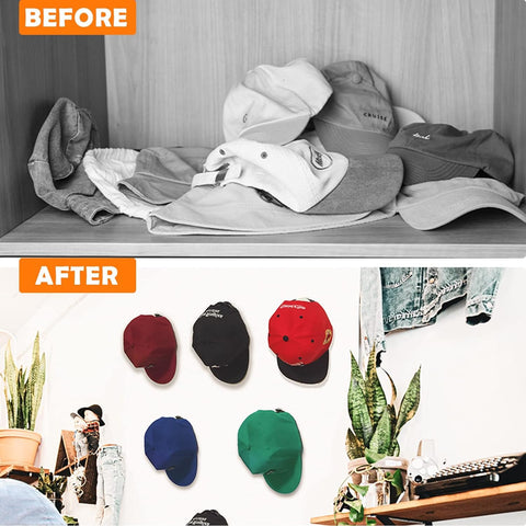 SHAOUMAN Hat Hooks Adhesive Baseball Cap Storage Simple Cap Hooks Display Rack Room Decoration Hat Rack Can be Used to Hang Necklaces