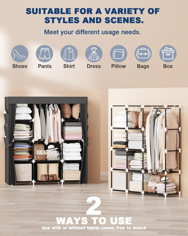 Mavivegue Fabric Wardrobe, 45 x 150 x 161 cm Portable Wardrobe