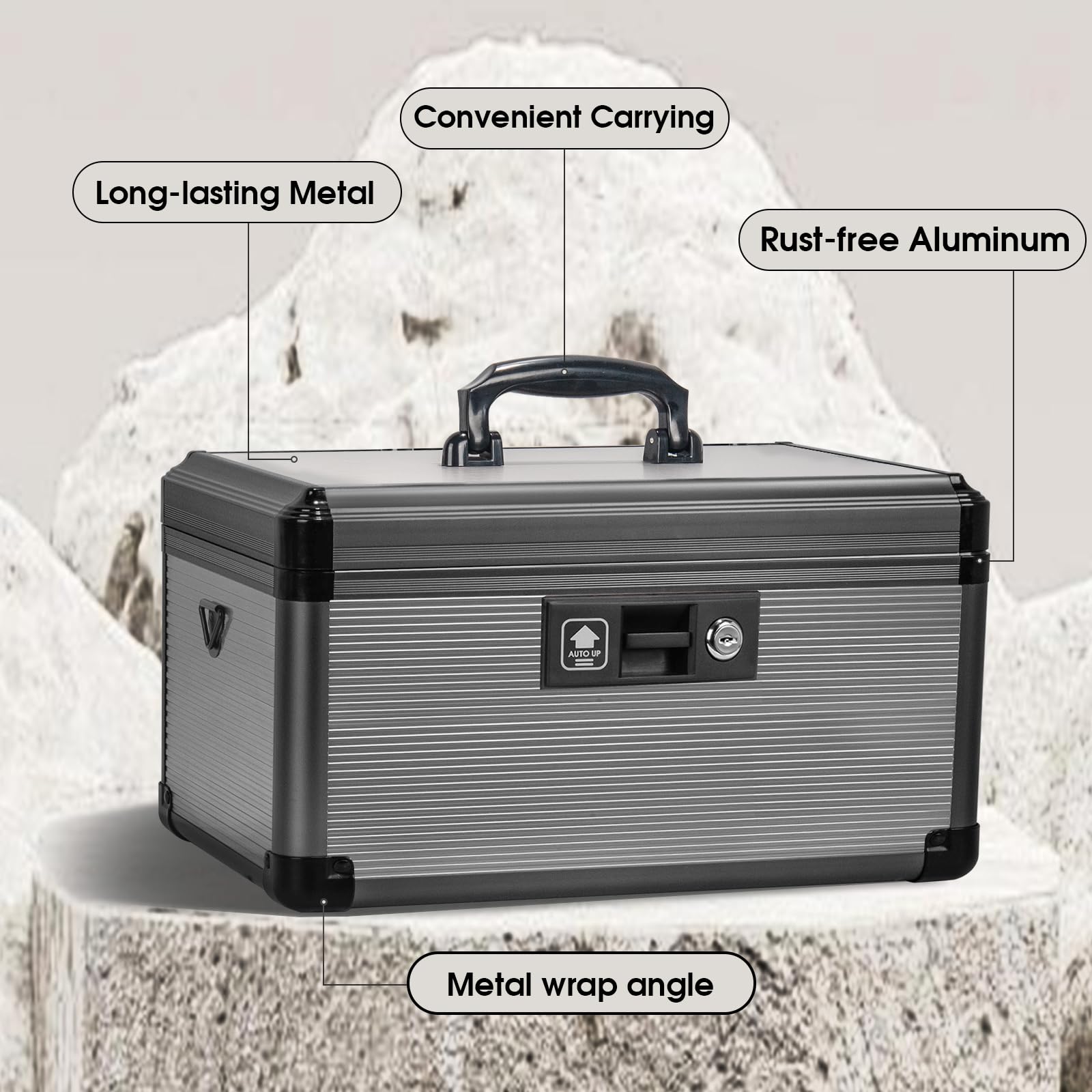 ZORVIDSON Medicine Lock Box with Key,Portable Medication Lock Box with Handle, Medicine Storage Box with Removable Tray for Home, 35.5 * 21.5 * 19 cm