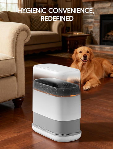 LEGUO Slim Touch Top Bathroom Bin with Lid, White, 18L
