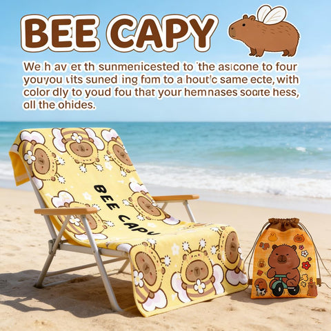 KMFASVX Cute Capybara Beach Towel, Capybara Pattern Thin Lightweight Soft Bath Towels
