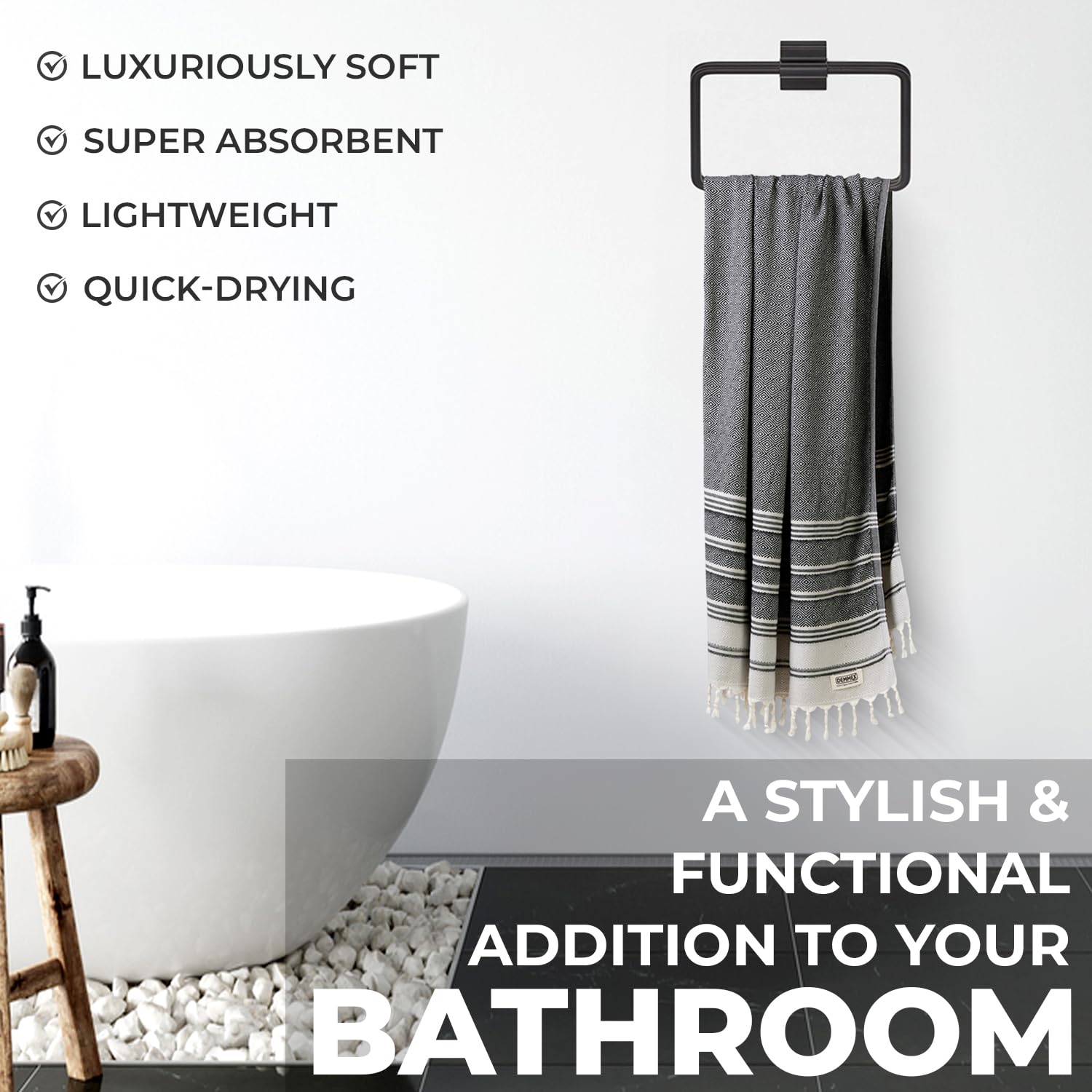 DEMMEX Organic Turkish Cotton Beach Bath Hammam Towel – Quick-Dry, Lightweight, Compact, Sand-Free Beach Towel & Blanket