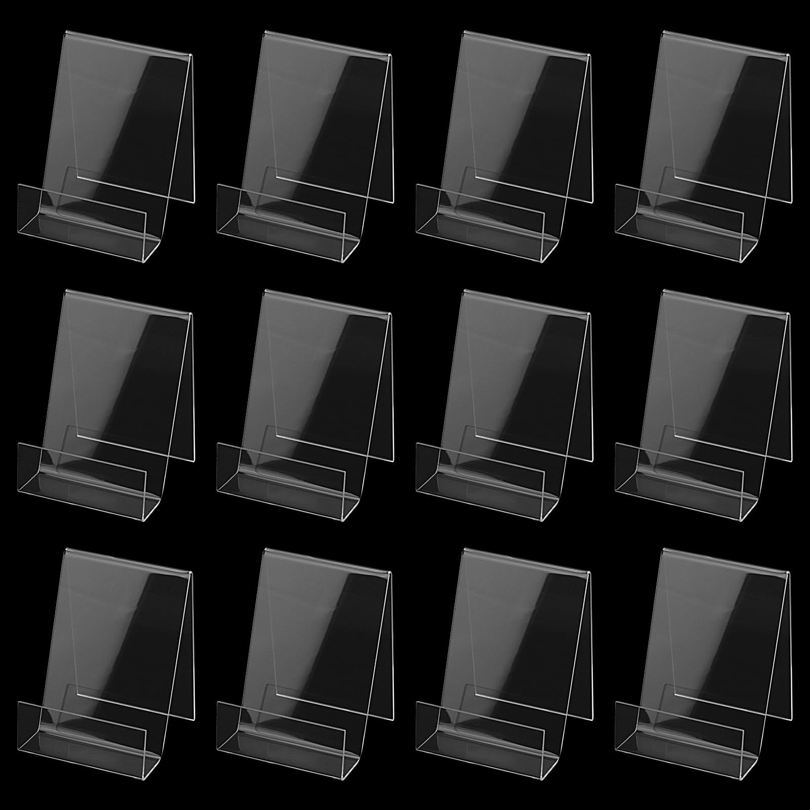 JIAYUET 15 Pcs Clear Acrylic Book Stand Display, Transparent Plastic Book Holder for Paperbacks Brochure Picture Magazine, 10 x 9 x 7.5cm