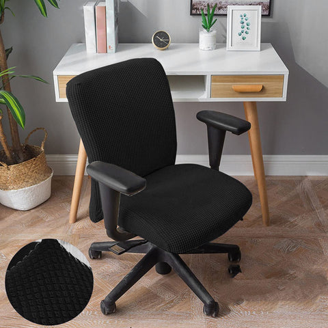 Fenteer Stretch Office Covers Seat Cover Slipcover Desk Seat Cushion Protectors for Computer, Black