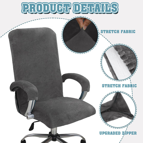 Office Chair Covers, Desk Chair Cover Universal Stretch Velvet Slipcover, Washable Plush Computer Chair Protector with Arm Covers