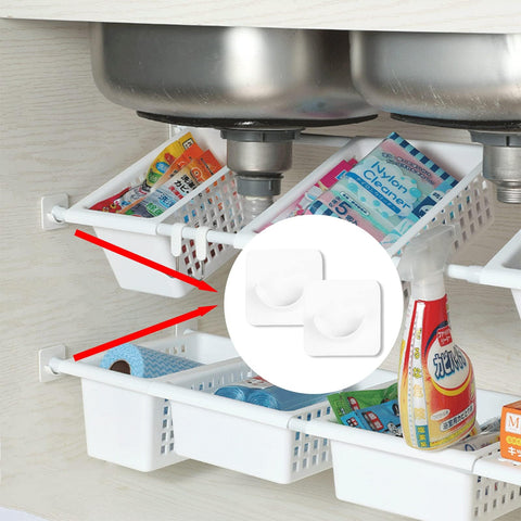 Siqian Stick on Curtain Pole Holder, 2Pcs No Drill Rod Brackets, Shower Adhesive Holder Transparent for Wall Not Include Rod, White