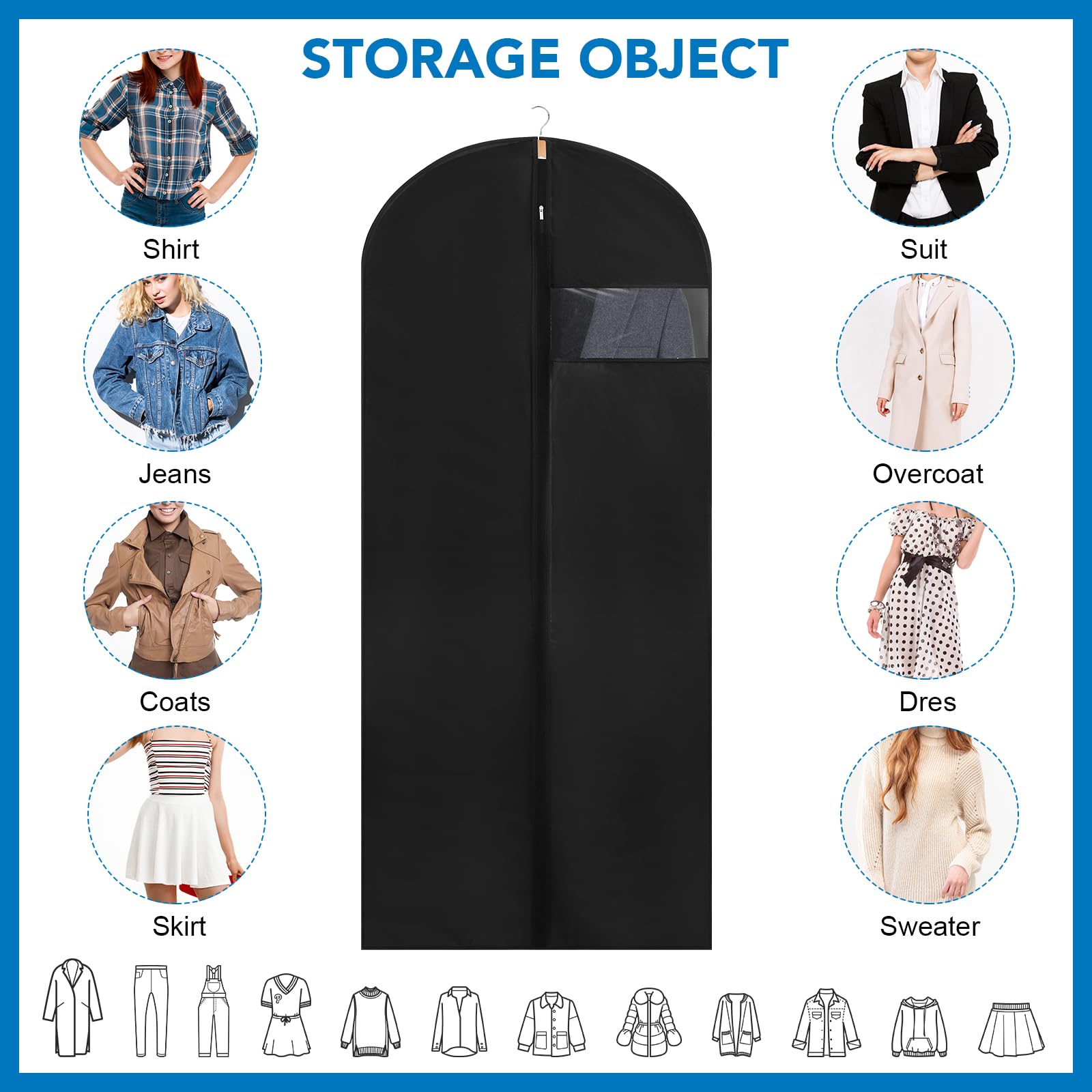 2 Pack Dress Bags Covers Long, PEVA Garment Bags, Dress Covers 60cm*140cm
