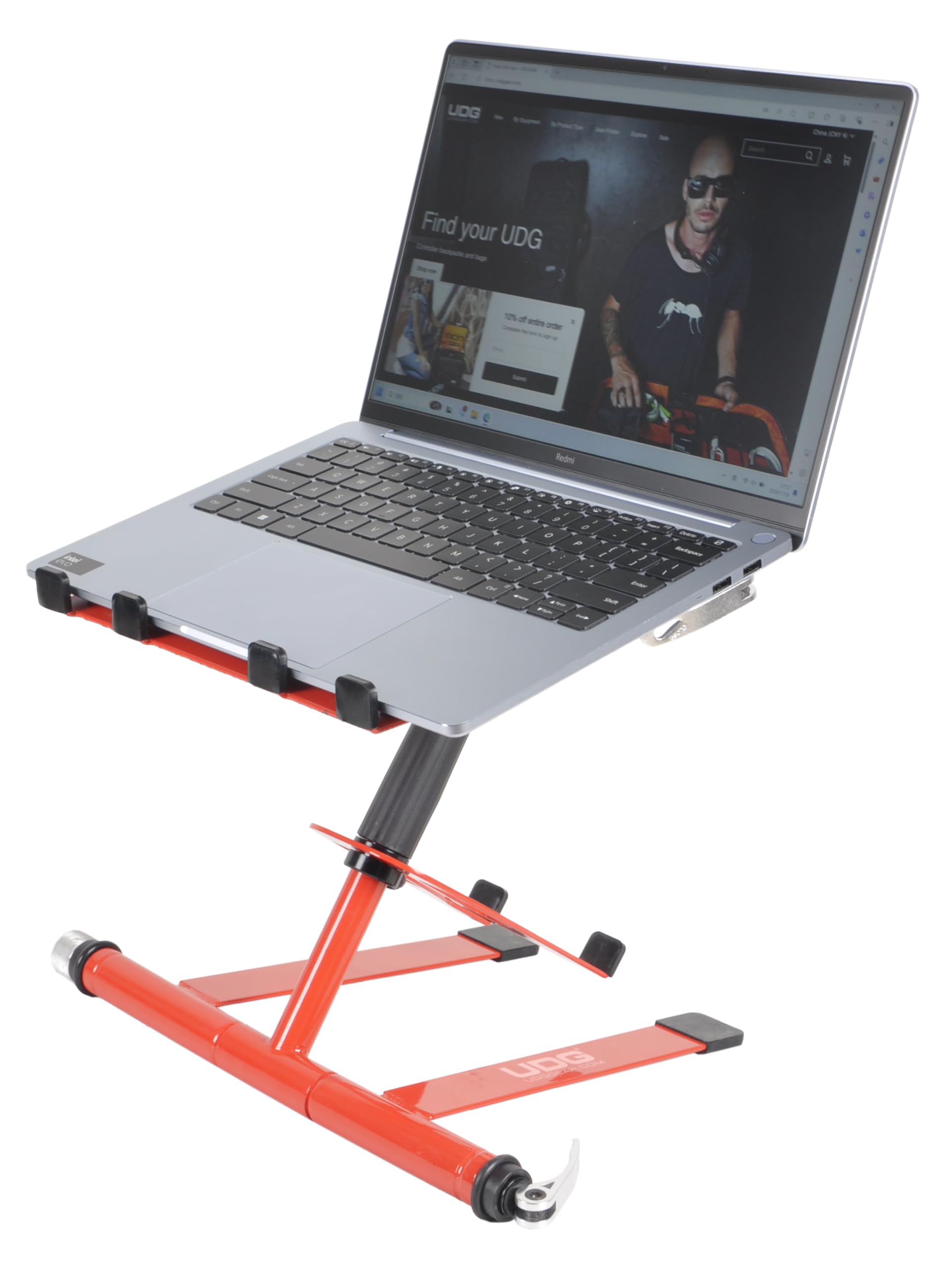 UDG Ultimate Digi Laptop Stand 360-Degree Swivel DJ, Red (U96113RD)