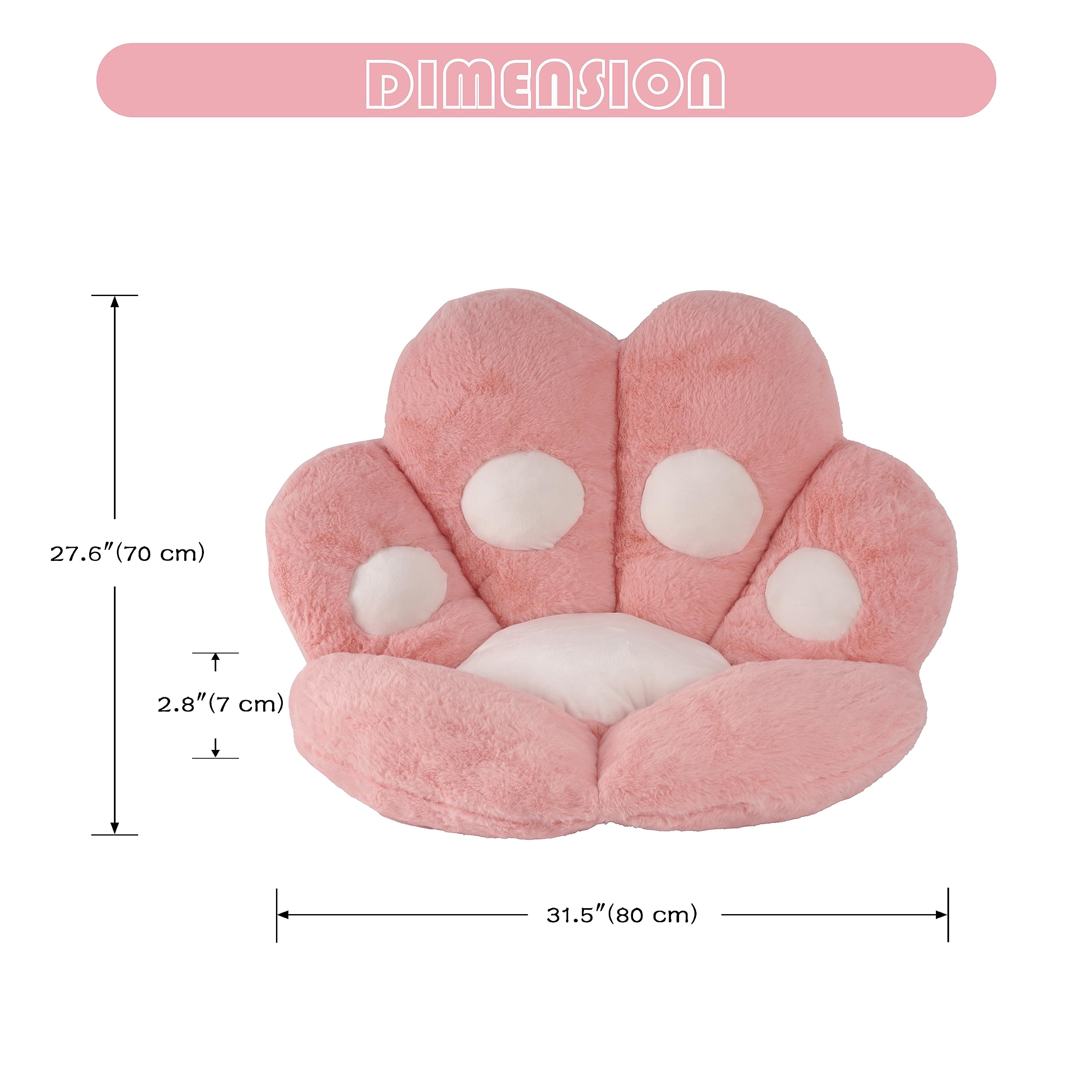 FlyGulls Cat Paw Cushion for Computer Gaming Office Chairs Pink 70x80 cm