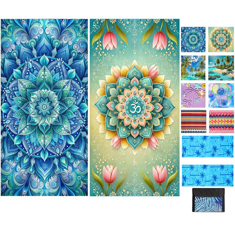 JAODFK 2 Pcs Microfibre Beach Towel 71"X32" Quick Dry Mandela Lightweight Sand Free Extra Large Thin Towels Travel Essentials For Adults Womens Swim
