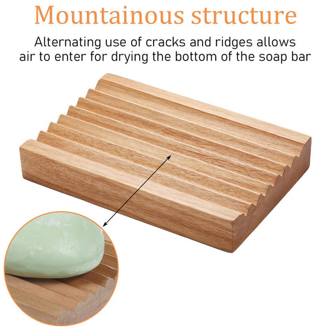 Woden Soap Dish for Shower, Bar Soap Holder with Self-Draining Tray, Handmade Wood Soaps Holder for Shower Bathroom Kitchen