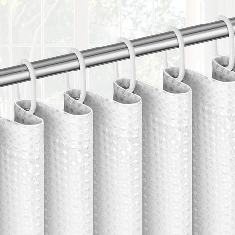 APXEL White Waffle Shower Curtain, Mould Proof Waterproof Shower Curtains